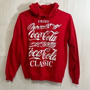 Coca-Cola Unisex Fleece Hoodie Sweatshirt in Red Medium